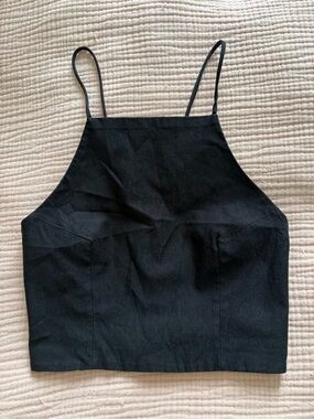 Nasty Gal Black Strappy Crop Top, S